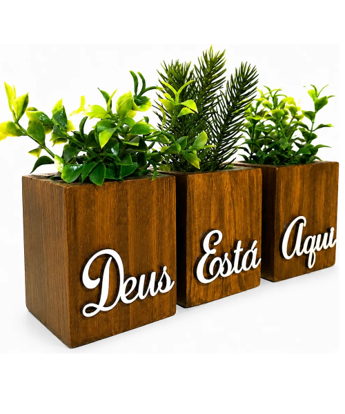 Kit 3 Vasos Decorativo Com Planta Artificial Enfeite Sala